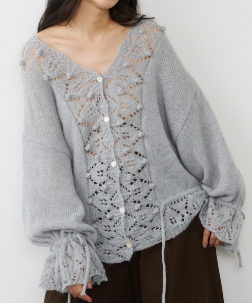 Libra Cue(リブラ キュー)の「フリルレースニットカーディガン(カーディガン/ボレロ・レディース・アイボリー/グレー/ブラック・FREE)」の14枚目の写真
