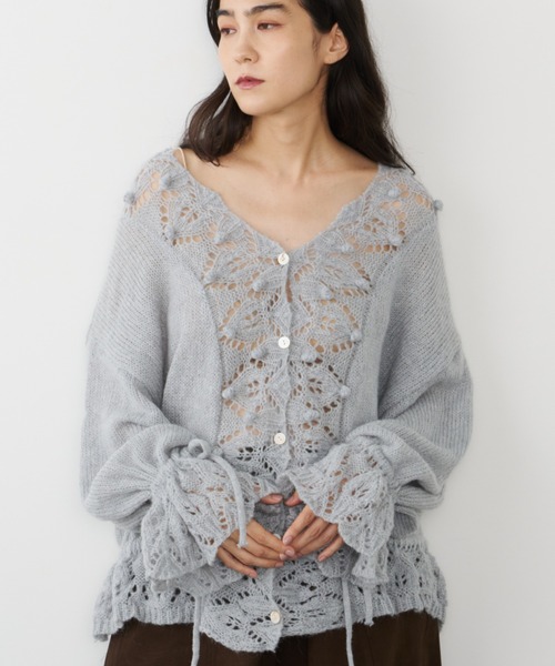 Libra Cue(リブラ キュー)の「フリルレースニットカーディガン(カーディガン/ボレロ・レディース・アイボリー/グレー/ブラック・FREE)」の13枚目の写真