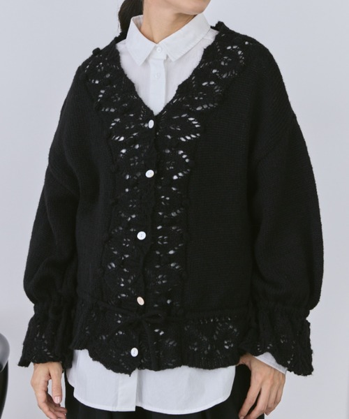 Libra Cue(リブラ キュー)の「フリルレースニットカーディガン(カーディガン/ボレロ・レディース・アイボリー/グレー/ブラック・FREE)」の19枚目の写真