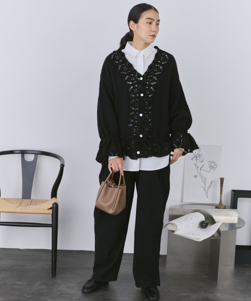 Libra Cue(リブラ キュー)の「フリルレースニットカーディガン(カーディガン/ボレロ・レディース・アイボリー/グレー/ブラック・FREE)」の21枚目の写真