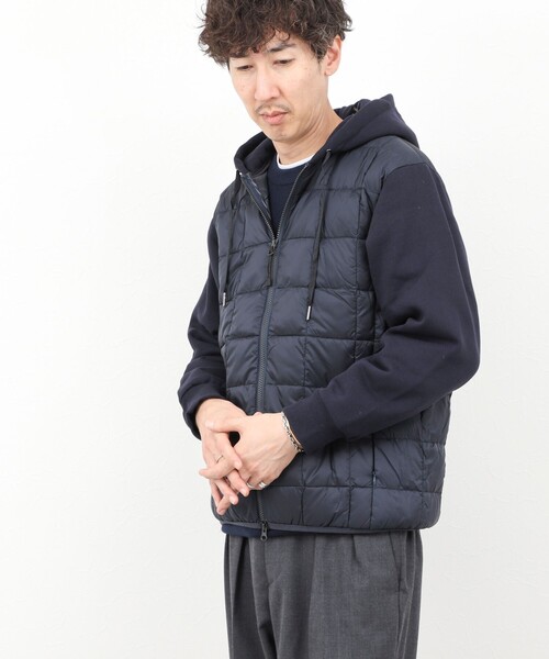 TAION(タイオン)の「【TAION/タイオン】W-ZIP DOWN HOODIE with SWEATS SLEEVE 25AW(ブルゾン・メンズ・ダークネイビー/ブラック・M/L/XL)」の4枚目の写真