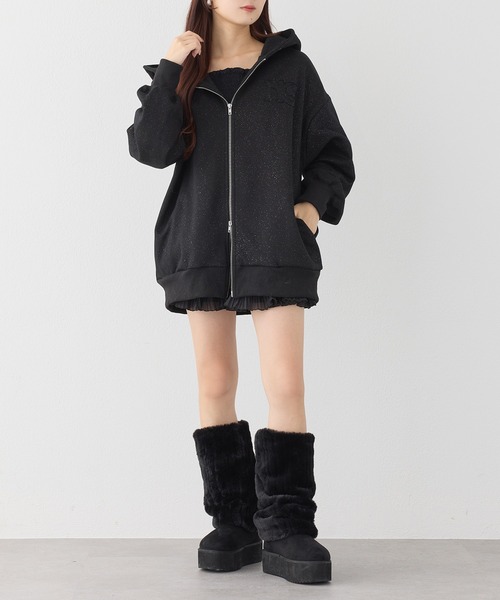 one after another NICE CLAUP(ワンアフターアナザーナイスクラップ)の「オーバーサイズラメパーカー(パーカー・レディース・オフホワイト/グレー/ブラック/ライトピンク・FREE)」の17枚目の写真