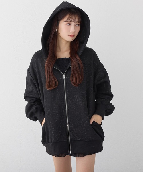 one after another NICE CLAUP(ワンアフターアナザーナイスクラップ)の「オーバーサイズラメパーカー(パーカー・レディース・オフホワイト/グレー/ブラック/ライトピンク・FREE)」の21枚目の写真