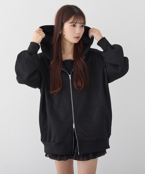 one after another NICE CLAUP(ワンアフターアナザーナイスクラップ)の「オーバーサイズラメパーカー(パーカー・レディース・オフホワイト/グレー/ブラック/ライトピンク・FREE)」の22枚目の写真