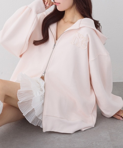 one after another NICE CLAUP(ワンアフターアナザーナイスクラップ)の「オーバーサイズラメパーカー(パーカー・レディース・オフホワイト/グレー/ブラック/ライトピンク・FREE)」の12枚目の写真