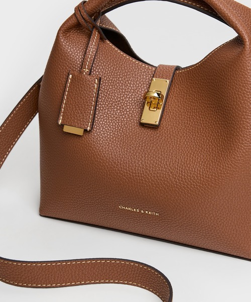 美品 CHARLES & KEITH チャンス バケットバッグ チョコレート 茶