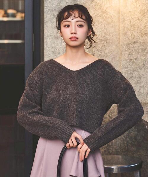 SWINGLE（スウィングル）の「バックリボンニットプルオーバー（ニット/セーター・レディース・ブラウン/オフホワイト/ボルドー・FREE）」の10枚目の写真