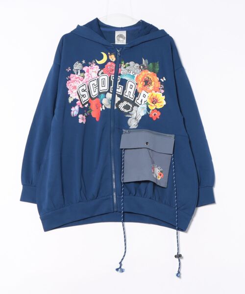 ScoLar(スカラー)の「ScoLar/スカラー サコッシュ付き裏毛BIG PK(パーカー・レディース・ブラック/ブルー・FREE)」の2枚目の写真