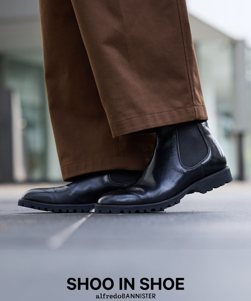 alfredoBANNISTER(アルフレッドバニスター)の「【SHOO IN SHOE / 定番人気】サイドゴアブーツ / チェルシーブーツ(ブーツ・メンズ・ダークブラウン/ブラック系その他/ブラック・43/44/40/39/45/41/42)」の1枚目の写真