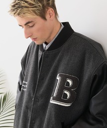 LB/S （エルビーエス）の「【BLUE STANDARD/ブルースタンダード】フェイクメルトン ワッペン 袖切り替えスタジャン アワードジャケット（スタジャン）」