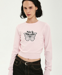 MINI BUTTERFLY SIGNATURE SLEEVE KNIT_PINK BLACK