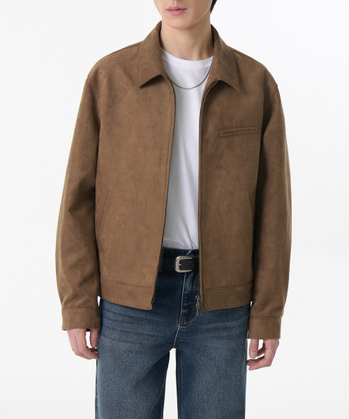 シンセティックスエードワークジャケット[ライトブラウン]（ライダース