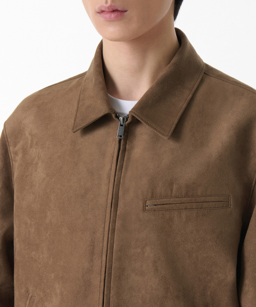 シンセティックスエードワークジャケット[ライトブラウン]（ライダース