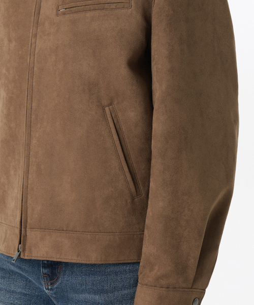 シンセティックスエードワークジャケット[ライトブラウン]（ライダース