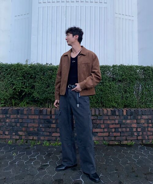 シンセティックスエードワークジャケット[ライトブラウン]（ライダース