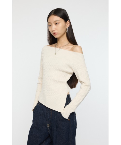 ASYMMETRY SHOULDER CABLE ニット（ニット/セーター）｜MOUSSY