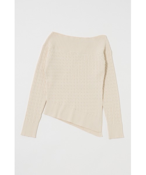 MOUSSY（マウジー）の「ASYMMETRY SHOULDER CABLE ニット（ニット/セーター・レディース・杢グレー/オフホワイト/ダークネイビー/レッド・FREE）」の10枚目の写真