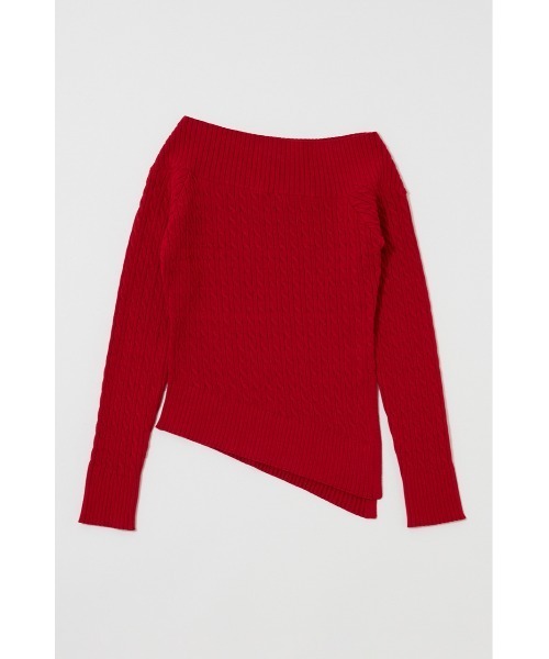 MOUSSY（マウジー）の「ASYMMETRY SHOULDER CABLE ニット（ニット/セーター・レディース・杢グレー/オフホワイト/ダークネイビー/レッド・FREE）」の15枚目の写真