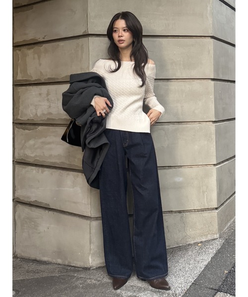 セール】ASYMMETRY SHOULDER CABLE ニット（ニット/セーター）｜MOUSSY