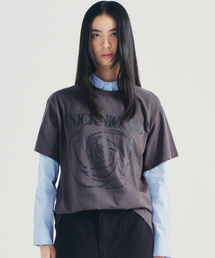 BIG ROSE SLEEVE TOP_CHARCOAL BLACK