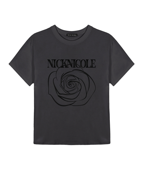 NICK&NICOLE(ニックアンドニコール)の「BIG ROSE SLEEVE TOP_CHARCOAL BLACK(Tシャツ/カットソー・レディース・その他・FREE)」の4枚目の写真