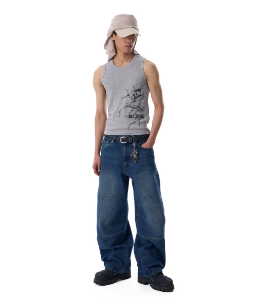 AAKAM（アーカム）の「Knee Incision Washed Denim Pants (Blue)（デニムパンツ・レディース・その他・1/2）」の9枚目の写真