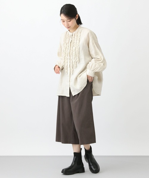 studio CLIP（スタディオクリップ）の「《natural by clip》モールスキンクロップドパンツ（その他パンツ・レディース・チャコールグレー/ライトブラウン・FREE）」の6枚目の写真