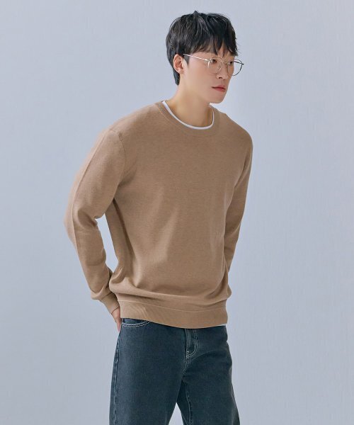 CHASECULT(チェイスカルト)の「男性ベーシックラウンドネックニット-CFZK5211C0X(ニット/セーター・メンズ・Beige・100/95/105)」の3枚目の写真