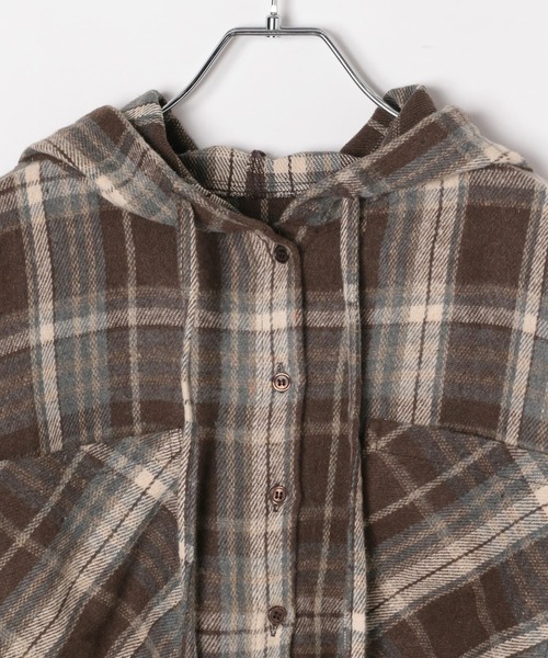 3.3 Field Trip （3.3フィールドトリップ）の「3.3 Field Trip／フーディ―付チェックシャツ2（シャツ/ブラウス・レディース・ブラック/ブルー/ブラウン・FREE）」の5枚目の写真