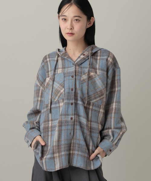 3.3 Field Trip （3.3フィールドトリップ）の「3.3 Field Trip／フーディ―付チェックシャツ2（シャツ/ブラウス・レディース・ブラック/ブルー/ブラウン・FREE）」の15枚目の写真