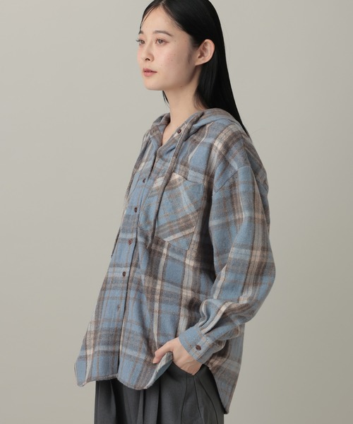 3.3 Field Trip （3.3フィールドトリップ）の「3.3 Field Trip／フーディ―付チェックシャツ2（シャツ/ブラウス・レディース・ブラック/ブルー/ブラウン・FREE）」の16枚目の写真