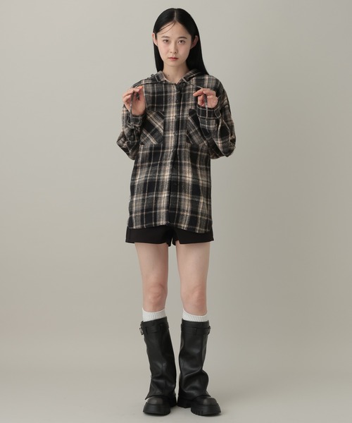 3.3 Field Trip （3.3フィールドトリップ）の「3.3 Field Trip／フーディ―付チェックシャツ2（シャツ/ブラウス・レディース・ブラック/ブルー/ブラウン・FREE）」の18枚目の写真