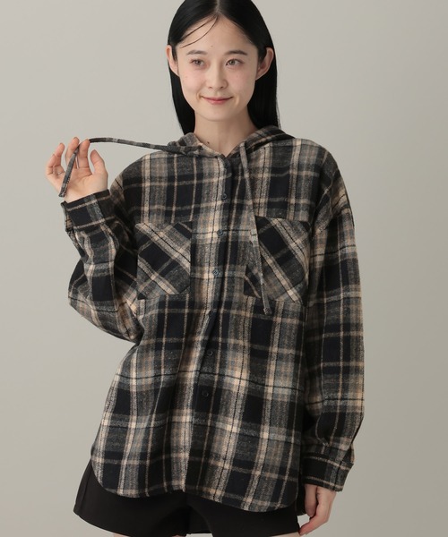 3.3 Field Trip （3.3フィールドトリップ）の「3.3 Field Trip／フーディ―付チェックシャツ2（シャツ/ブラウス・レディース・ブラック/ブルー/ブラウン・FREE）」の21枚目の写真