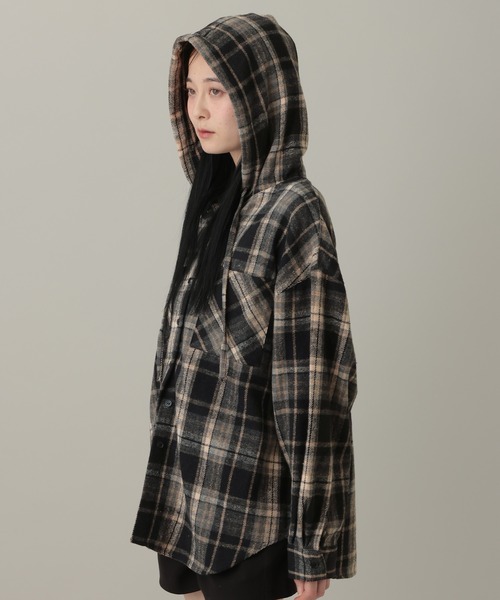 3.3 Field Trip （3.3フィールドトリップ）の「3.3 Field Trip／フーディ―付チェックシャツ2（シャツ/ブラウス・レディース・ブラック/ブルー/ブラウン・FREE）」の22枚目の写真