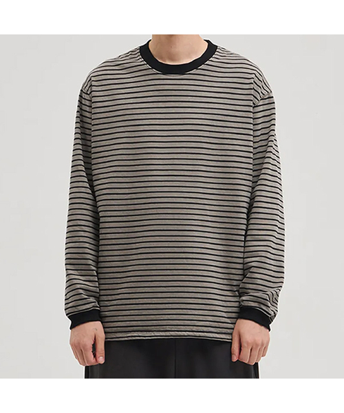XERO(ゼロ)の「シンストライプピグメントロングスリーブ(Tシャツ/カットソー・レディース・グレー/チャコール・MEDIUM/LARGE)」の1枚目の写真