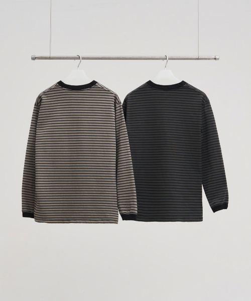 XERO(ゼロ)の「シンストライプピグメントロングスリーブ(Tシャツ/カットソー・レディース・グレー/チャコール・MEDIUM/LARGE)」の3枚目の写真