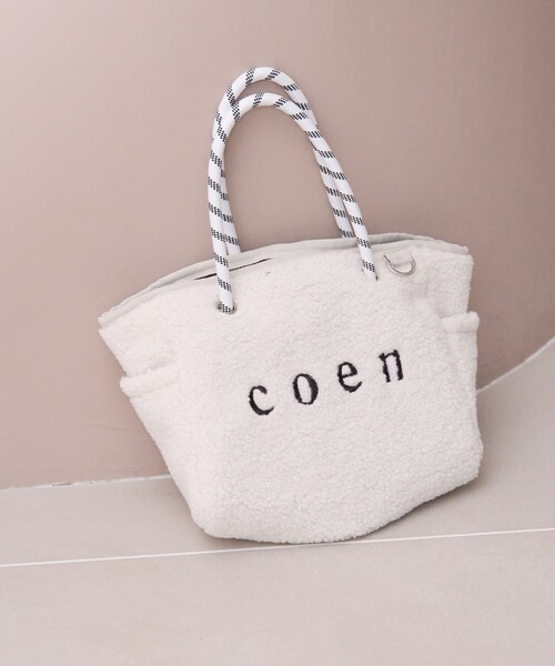coen（コーエン）の「coen（コーエン）ロゴ リバーシブルボア＆チェックトートバッグ（ハンドバッグ・レディース・オフホワイト/オリーブ/ブラック/ダークグレー・FREE）」の6枚目の写真
