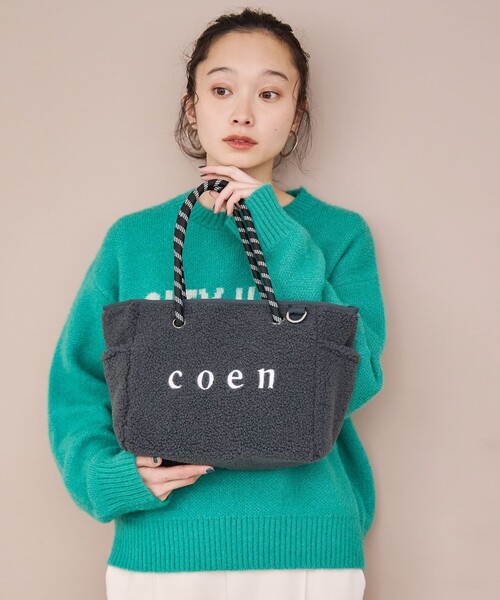 coen（コーエン）の「coen（コーエン）ロゴ リバーシブルボア＆チェックトートバッグ（ハンドバッグ・レディース・オフホワイト/オリーブ/ブラック/ダークグレー・FREE）」の8枚目の写真