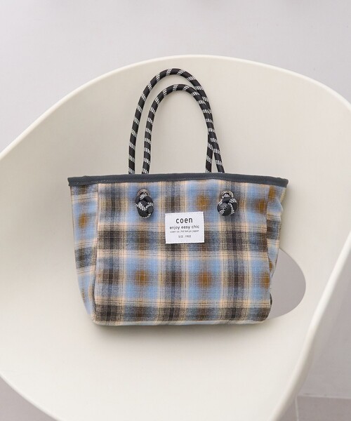 coen（コーエン）の「coen（コーエン）ロゴ リバーシブルボア＆チェックトートバッグ（ハンドバッグ・レディース・オフホワイト/オリーブ/ブラック/ダークグレー・FREE）」の10枚目の写真