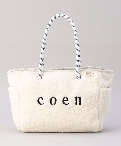 coen（コーエン）の「coen（コーエン）ロゴ リバーシブルボア＆チェックトートバッグ（ハンドバッグ・レディース・オフホワイト/オリーブ/ブラック/ダークグレー・FREE）」の12枚目の写真