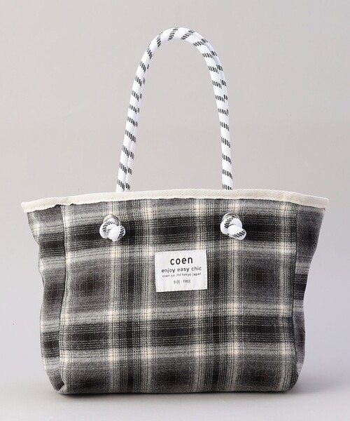 coen（コーエン）の「coen（コーエン）ロゴ リバーシブルボア＆チェックトートバッグ（ハンドバッグ・レディース・オフホワイト/オリーブ/ブラック/ダークグレー・FREE）」の13枚目の写真