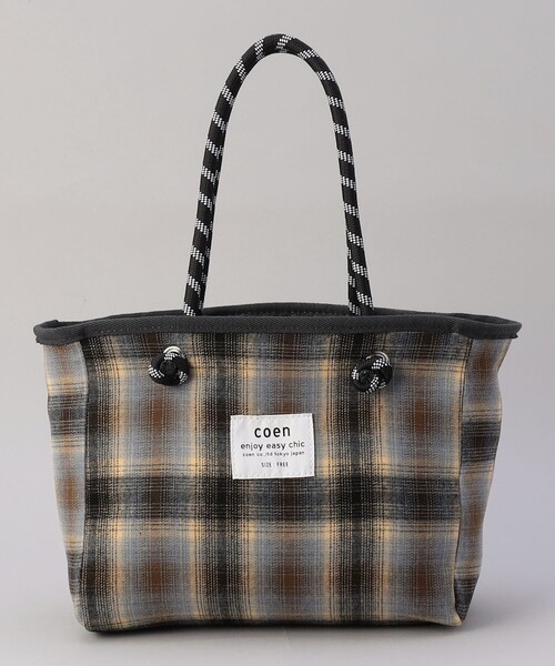 coen（コーエン）の「coen（コーエン）ロゴ リバーシブルボア＆チェックトートバッグ（ハンドバッグ・レディース・オフホワイト/オリーブ/ブラック/ダークグレー・FREE）」の17枚目の写真