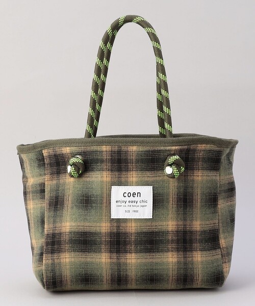 coen（コーエン）の「coen（コーエン）ロゴ リバーシブルボア＆チェックトートバッグ（ハンドバッグ・レディース・オフホワイト/オリーブ/ブラック/ダークグレー・FREE）」の19枚目の写真