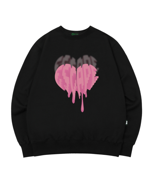 Pink Melting Heart Logo Print Sweatshirt Black