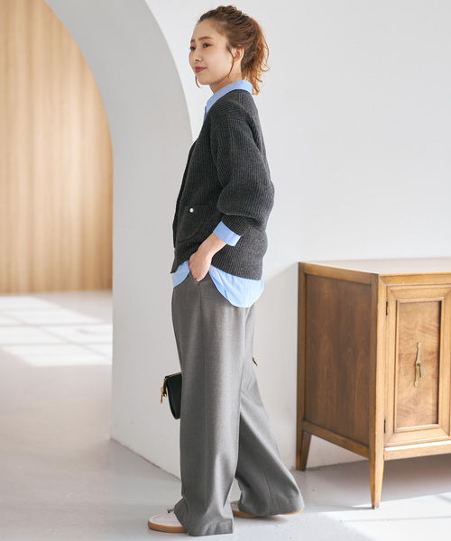 Spick & Span（スピックアンドスパン）の「《WEB限定》パール畦ニットカーディガン（カーディガン/ボレロ・レディース・ホワイト/チャコールグレー・FREE）」の14枚目の写真