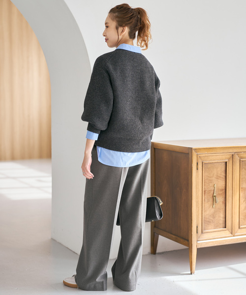 Spick & Span（スピックアンドスパン）の「《WEB限定》パール畦ニットカーディガン（カーディガン/ボレロ・レディース・ホワイト/チャコールグレー・FREE）」の15枚目の写真