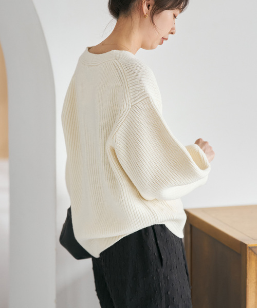 Spick & Span（スピックアンドスパン）の「《WEB限定》パール畦ニットカーディガン（カーディガン/ボレロ・レディース・ホワイト/チャコールグレー・FREE）」の18枚目の写真