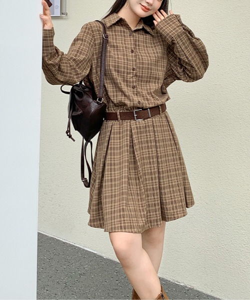 AMAJI（アマジ）の「クラシカルチェック柄シャツミニワンピース
