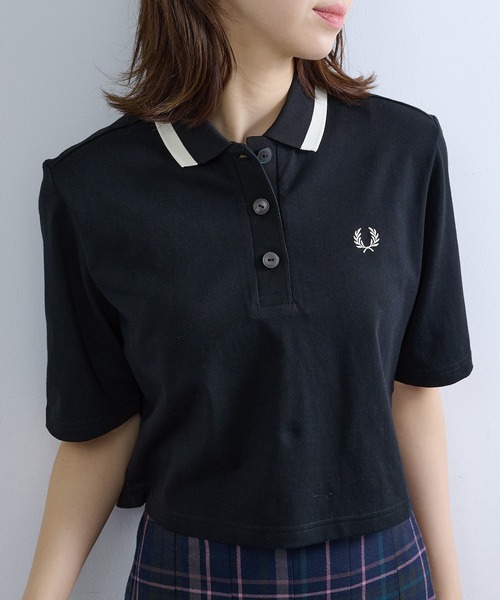 FRED PERRY（フレッドペリー）の「【FRED PERRY】BOLD TIPPED POLO SHIRT G2182/ボールド ティップド ポロ シャツ（ポロシャツ・レディース・ネイビー/オフホワイト/ブラック・FREE）」の7枚目の写真