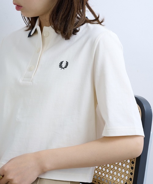 FRED PERRY（フレッドペリー）の「【FRED PERRY】BOLD TIPPED POLO SHIRT G2182/ボールド ティップド ポロ シャツ（ポロシャツ・レディース・ネイビー/オフホワイト/ブラック・FREE）」の4枚目の写真